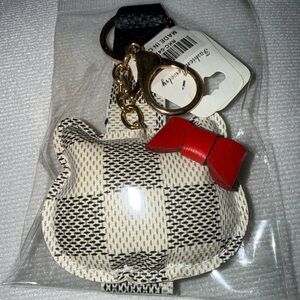 Luxury Beige & Black Checkered Board Hello Kitty Keychain/Purse Charm